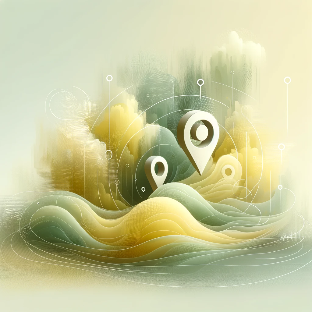 DALL·E 2023-11-24 16.30.31 - An abstract, minimalistic representation of localized online advertising, using soft, muted shades of yellow and green, with subtle elements suggestin